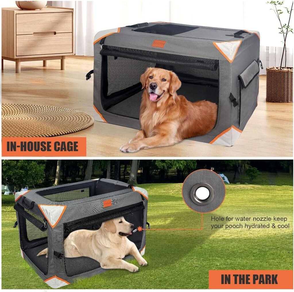 Collapsible Dog Crate-Portable Dog Travel Crate for Small/Medium/Large Dog,4-Door Pet Crate,Sturdy and Durable,Breathable and Comfortable,Suitable for Indoor and Outdoor Travel;Comes with Soft Blanket