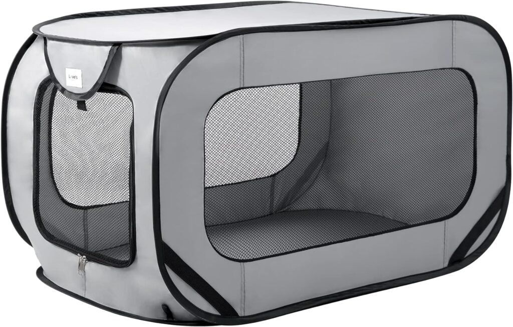 Loves cabin 36in Portable Large Dog Bed - Pop Up Dog Kennel, Indoor Outdoor Crate for Pets, Portable Car Seat Kennel, Cat Bed Collection, Grey