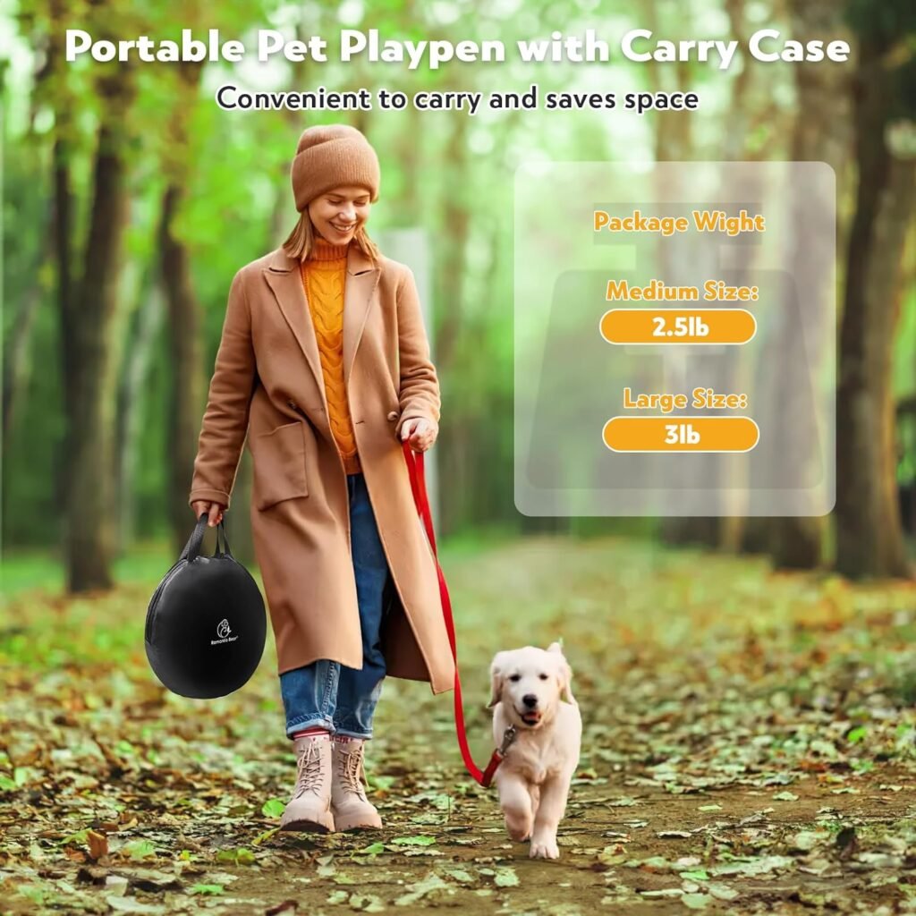 Upgrade Dog Playpen,Foldable Portable Soft Dog Cat Playpens,Waterproof Portable Kennel Tent Crate,Removable Cat Tunnel,Indoor Outdoor Dog Pen Cage for Large/Medium/Small Dogs with Carrying Case,M