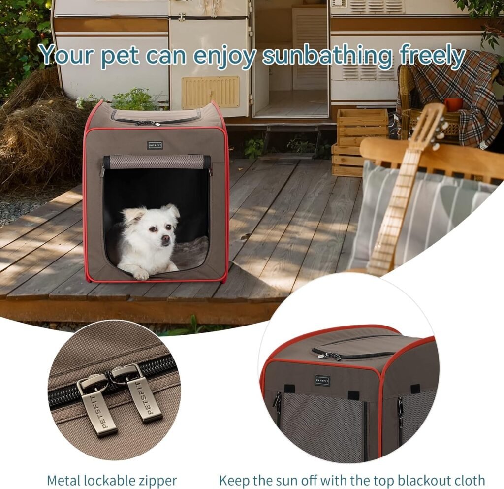 Petsfit Pop Up Collapsible Dog Crate for Small Medium Dogs, Waterproof Cat Cage Soft Dog Kennel Carrier for Traveling